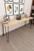 Resim Woodesk Dekor Masif Ağaç Natural Renk 180x50 Çalışma Masası Cpt4620-180 