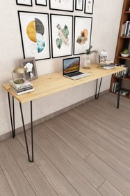 Resim Woodesk Dekor Masif Ağaç Natural Renk 180x50 Çalışma Masası Cpt4620-180 