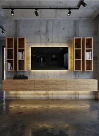 Resim Resital Ledli Duvara Monte Tv Sehpası - Çam - W6005-6 Çam 