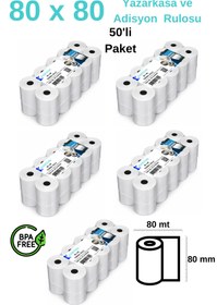 Resim Kasetsan 80x80 Yazarkasa Pos Rulosu 50'li Paket Termal Adisyon Kağıdı 
