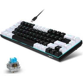 Resim Geeksen Hxsj V800 Mekanik Klavye - Sıcak Takma Anahtarlar, Ergonomik Tasarım, Buz Mavisi Aydınlatma, Çoklu Aydınlatma Modları 