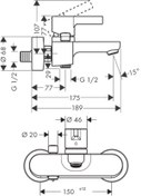 Resim Hansgrohe Metrıs S Tek Kollu Banyo Bataryası Aplıke 31460000 