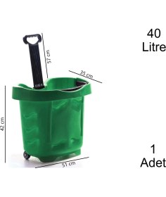 Resim Marketix Tekerlekli Plastik Market Alışveriş El Sepeti 40 Litre Yeşil 1 Adet 