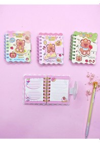 Resim Honey Bear Cırtlı Cep Boy Sevimli Ayıcık Mini Not Defteri 7x8 Cm - Yeşil 