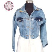 Resim Uretti - Sümeyya 2589 9753 Özel Tasarım Boncuk Ve Taş İşlemeli Mavi Bayan Kot Ceket - 38 / 40 Mavi 