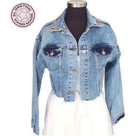 Resim Uretti - Sümeyya 2589 9753 Özel Tasarım Boncuk Ve Taş İşlemeli Mavi Bayan Kot Ceket - 38 / 40 Mavi 