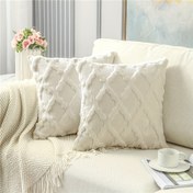 Resim Bohem Geometrik Desenli Kırlent Kılıfı, 2'li Set, Dokuma Fermuar Kapatmalı Polyester Kadife, Makinede Yıkanabilir - Çeşitli Oda Tipleri için Dekoratif Minder Kılıfları 