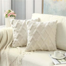 Resim Bohem Geometrik Desenli Kırlent Kılıfı, 2'li Set, Dokuma Fermuar Kapatmalı Polyester Kadife, Makinede Yıkanabilir - Çeşitli Oda Tipleri için Dekoratif Minder Kılıfları 