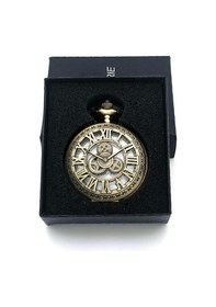 Resim Valkyrie Vintage Antika Tasarım Dişli Roma Rakamlı Zarif Bronz Kuvars Cep Köstekli Saat 