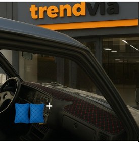 Resim Tofaş Şahin Doğan Kartal Yüksek Ön Göğüs Siyah-kırmızı Torpido Kılıfı / Mavi-siyah Boyun Yastığı 