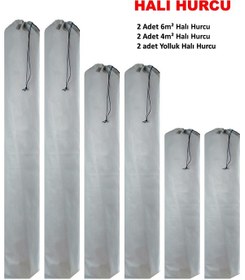 Resim Tela Kumaş Halı Hurcu 6 Adet Gri 