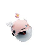 Resim Honmex 5-13 Yaş Bebek Kaskı, Pembe Uzay Tavşanı Desenli, Sezonluk Elektrikli Bisiklet Yarım Kask, Şeffaf Uzun Cam + Çiçek + Kanatlı Koruyucu Kask Pembe 