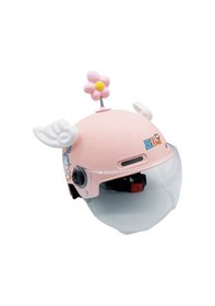 Resim Honmex 5-13 Yaş Bebek Kaskı, Pembe Uzay Tavşanı Desenli, Sezonluk Elektrikli Bisiklet Yarım Kask, Şeffaf Uzun Cam + Çiçek + Kanatlı Koruyucu Kask Pembe 
