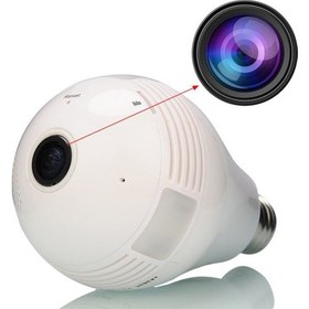 Resim Panoramik 360 Derece Ampül Led Wifi IP Kamera 