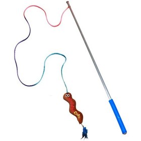 Resim Matatabi Cats Saplı Wormy Sesli Peluş Oyuncaklı Kedi Oltası 45 CM 