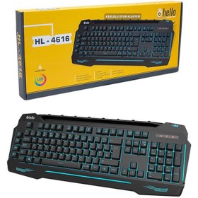 Resim Hello HL-4616 4 Makro Tuşlu 3 Renk Işıklı Gaming Oyuncu Klavye 