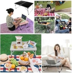 Resim Depolife Pratik Katlanır Çantlı Kamp Masası 60X40Cm Siyah Laptop Bilgisayar Çalışma Alüminyum 