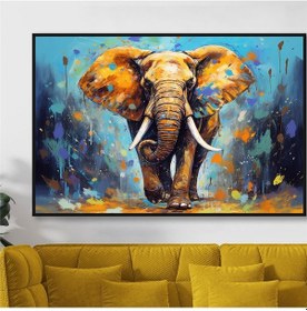 Resim Yağlı Boya Dokulu Tablo Modern Fil Siyah Çerçeveli U04009-178923 