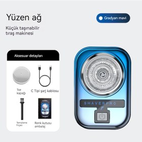 Resim Yeni Mini Erkek Tıraş Makinesi Ev Seyahat Mini Sakal Bıçağı Şarj Taşınabilir Elektrikli Tıraş Makinesi 2213 Gradyan Mavi 2 Yüksek Hızlı Yüzer Bıçak Ağını Yükseltin 