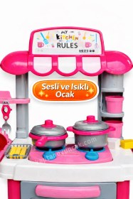 Resim Ayaklı Büyük Boy Mutfak Seti Pilli Devridaim Musluklu 40 Parça Oyuncak Seti 
