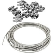 Resim Guangdong Spirit 10 Adet Erkek Dişli 5mm Tel Halat Klipsi Kablo Kelepçesi Bağlantı Elemanı & 1x 5mm Çaplı Çelik Pvc Kaplı, Esnek Tel Halat Kablo 10 Metre Şeffaf + Galaktik(Yurt Dışından) 