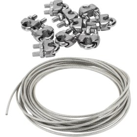 Resim Guangdong Spirit 10 Adet Erkek Dişli 5mm Tel Halat Klipsi Kablo Kelepçesi Bağlantı Elemanı & 1x 5mm Çaplı Çelik Pvc Kaplı, Esnek Tel Halat Kablo 10 Metre Şeffaf + Galaktik(Yurt Dışından) 