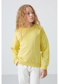 Resim Tommy Life Sarı Pamuklu İçi Tüylü Yumuşak Dokulu Oversize Nakışlı Kız Çocuk Sweatshirt - 75150 Sarı 