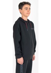 Resim Lescon Siyah Çocuk Fermuarlı Kapüşonlu Sweatshirt 23n-3121 