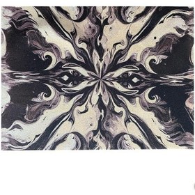 Resim 4lü Set Siyah Krem Keten Kumaş Dikdörtgen Amerikan Servis Tabak Altlık - Runner Supla 38x27 Cm Çok Renkli 