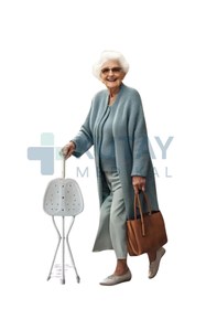 Resim KUTAY MEDİKAL Katlanabilir Oturaklı Baston Tabure –Alüminyum Gövde, Hafif ve Taşınabilir 