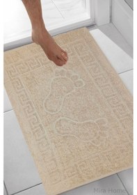Resim 2 Li Ayak İzli Banyo Ayak Havlusu %100 Pamuklu Renkli 50x70 Cm Menom Kahve 