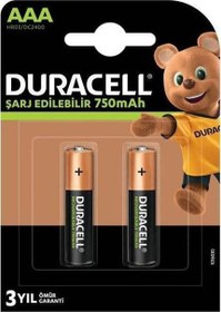 Resim Şarj Edilebilir AAA 750 mAh 2'li Pil Duracell