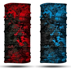 Resim Dair Aksesuar Kırmızı Turkuaz Desenli 2'li Set Boyunluk Bandana Outdoor Balaklava Yüz Maskesi Kafa Bandı 