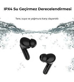 Resim Bix Soundcraft TW1 ANC Çağrı ve Aktif Gürültü Önleyici Bluetooth 5.2 IPX4 Kulak içi Kulaklık Siyah BXTW1 