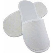 Resim 300 Çift Kaymaz Taban Biyeli Beyaz Tela Otel Terliği Tek Kullanımlık Kullan At Beyaz 