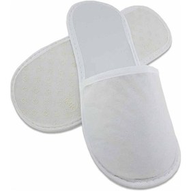 Resim 300 Çift Kaymaz Taban Biyeli Beyaz Tela Otel Terliği Tek Kullanımlık Kullan At Beyaz 