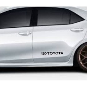 Resim Toyota Yan Kapı Çıta Altı Düz Yazısı Logo Hediyeli 2 Adet Set 