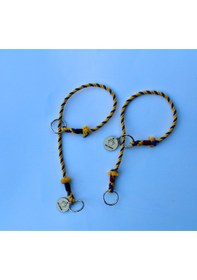 Resim Köpek Eğitim Tasması- Doğal Pamuk Halattan Sarı/lacivert S 