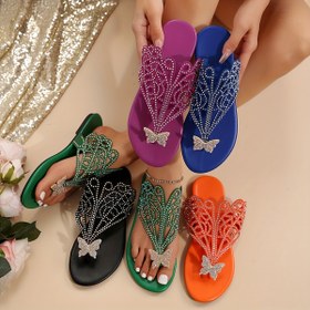 Resim Kadınlar için Bohem Tarzı Simli Taşlı Kaydırmalı Sandaletler, Moda Klipsli Yazlık Terlikler Işıltılı Taşlarla, Hafif ve Rahat Giyim Tasarımı Plaj ve Günlük Toplantılar İçin Mükemmel 