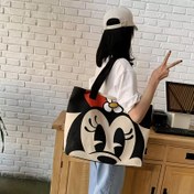 Resim Minnie Mouse Büyük Kapasiteli Tote Çanta - İki Ton Siyah & Beyaz Laptop Kılıfı, Katlanabilir Fermuarlı Kapatma, Sabit Omuz Askıları & Hayvan Desenli Tasarım İş için, Günlük Kullanım, Güvenli Seyahat Çantası, Eğlenceli Karakter Tasarımı, Fonksiyonel Tasarım Unsurları, Dayanıklı Kumaş, Moda Severler İçin 