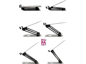 Resim 2 Tüm Modellerle Uyumlu Metal Kolay Ayarlanır Katlanabilir Siyah Laptop Standı Yükseltici Laptop Sehpası 
