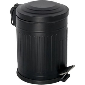 Resim Retro Siyah Çizgili Model 5 Litre Çöp Kovası Siyah 