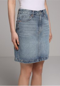 Resim Colin's Slim Fit Düz Fermuarlı Kadın Light İndigo Denim Etek 