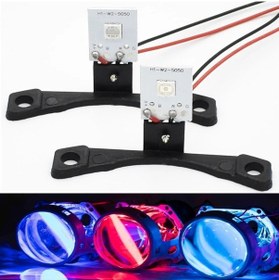 Resim Mavi-3.0 Lens-2pcs Araba Led Drl Şeytan Gözler Motosiklet Şeytan Nazar Fot 3.0/2.5 Farlar Mini Projektör Lens Kapatma D 