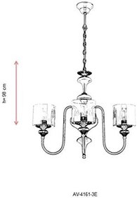 Resim AVONNI AV-4161-3E Eskitme Kaplama Modern Avize, E27, Metal, Cam, 62cm 