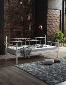 Resim Unimet Maze Daybed Tek Kişilik Sedir Metal Karyola 90x200 Beyaz 