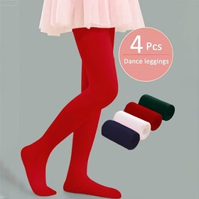 Resim 4 Çift/2 Çift Bale Dans Taytları - Düz Renk Esnek Tüm Sezon Pembe/Turkuaz/Lacivert/Beyaz Taytlar Bale, Step, Caz, Fındıkkıran ve Noel Performansları İçin - & Genç Dans Taytları 