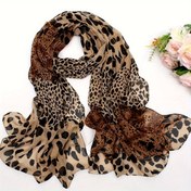 Resim Kadınlar için Boho tarzı Leopar Desenli Şal - %100 Polyester, Esnemez, Tüysüz, Baskılı Şifon Şal - Rüzgar Geçirmez, Sıcak, Nefes Alabilen Başlık, Dışarı Çıkarken, Seyahat, Plaj - 1 ADET 