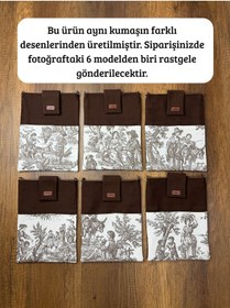 Resim Aksesuarsepeti El Yapımı, Fransız Köylüsü Desenli, Cepli, Taşıma Askılı, Kılıf Çanta, Tablet Kılıfı, Kitap Kılıfı Kahverengi 