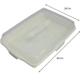 Resim Dikdörtgen Borcam Kutusu | Pasta Börek Taşıma Kilitli Pasta Börek Borcam Saklama ve Taşıma Kabı 